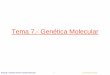 Tema 7.- Genética Molecular - murciaeduca.es · Biología y Geología 4º ESO: Genética Molecular 2 José Fernando Pastor El ADN, la molécula de la herencia •El ADN (ácido desoxirribonucléico),