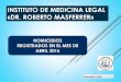 INSTITUTO DE MEDICINA LEGAL «DR. ROBERTO MASFERRER» · homicidios registrados en el mes de abril 2016 instituto de medicina legal «dr. roberto masferrer» 03 de mayo 2016