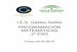 I.E.S. Galileo Galilei PROGRAMACIÓN MATEMÁTICAS 2º ESOiesgalileocordoba.es/wp-content/uploads/2015/10/2eso_mates_18_19.pdf · 2. Planteamiento de investigaciones matemáticas escolares