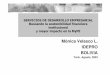 Mónica Velasco L. IDEPRO BOLIVIA 2-9 ppt.pdf · • Ficha Técnica: Diagnóstico del potencial exportador y para la subcontratación de un conglomerado con potencial • Asistencia