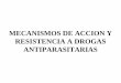 MECANISMOS DE ACCION Y RESISTENCIA A DROGAS … 15 Antiparasitarios y... · complejo hem-quinolina en la vacuola digestiva . Otros mecanismos de acción de cloroquina y artemisina
