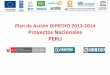 Plan de Acción DIPECHO 2013-2014 Proyectos Nacionales …³n_Peru2.pdfPUCP, UNMSM, U. Continental) • Tesinas de graduandos con casos de aplicación práctica • Diseñado Programa