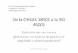 De la OHSAS 18001 a la ISO 45001 - Ampell · No enuncia los criterios específicos de desempeño de SySO y tampoco ... •La necesidad de orientación como complemento a los requisitos