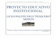 Proyecto Educativo Institucional Liceo Politécnico “Pesquero” – … · 2018-07-30 · Proyecto Educativo Institucional – Liceo Politécnico “Pesquero” – Mehuin. 3 El
