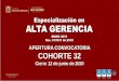 Especialización en Alta Gerencia - usco.edu.co€¦ · Inscripción en el sistema y presentación de documentos al programa Hasta el 17 de junio de 2020 Proceso de admisión Hasta