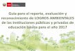 Guía para el reporte, evaluación y reconocimiento de LOGROS AMBIENTALES de … · 2017-12-04 · 2016-MINEDU, señala que las IIEE deberán usar la Matriz de Logros Ambientales