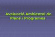 Avaluació Ambiental de Plans i Programes · Reptes per a l’A.A.P.P. a Catalunya Transposició de la Directiva: 9Avantprojecte de Llei d’Avaluació Ambiental Aplicar la Directiva: