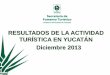 RESULTADOS DE LA ACTIVIDAD TURÍSTICA EN YUCATÁN Diciembre … · 2016-09-27 · Durante diciembre de 2013, el porcentaje de ocupación hotelera en Yucatán se ubicó en 53.0%, es