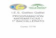 I.E.S. Galileo Galilei PROGRAMACIÓN MATEMÁTICAS I 1º …iesgalileocordoba.es/wp-content/uploads/2015/10/1-BACH... · 2018-05-22 · Métodos de demostración: reducción al absurdo,