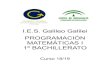 I.E.S. Galileo Galilei PROGRAMACIÓN MATEMÁTICAS I 1º ...iesgalileocordoba.es/wp-content/uploads/2015/10/1bach_mates_I_18… · del proceso, otras formas de resolución, problemas