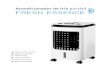 Acondicionador de frío portátil FRESH ESSENCE · Como funciona: 1. Para ativar o aparelho de ar condicionado, pressione o botão da velocidade desejada (low-mid-high); mudará para