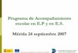 Programa de Acompañamiento escolar en E.P y en E.S. Mérida ...recursos.educarex.es/pdf/exito_escolar/Pro_Acom_PROA_07_08.pdf · Programa de Acompañamiento en Educación Secundaria