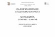 El Digital de Salamanca - JUVENIL-JUNIOR CLASIFICACIÓN DE … · 2012. 5. 2. · clasificaciÓn atletismo en pista juvenil-junior ayuntamiento de salamanca ... 5 317 silvia hernadez