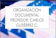 ORGANIZACIÓN DOCUMENTAL PROFESOR: CARLOS GUTIÉRREZ C. · Clasificación Documental Es el establecimiento de agrupaciones documentales diferenciadas. Comienza determinando la agrupación