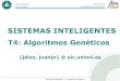 T4: Algoritmos Genéticosaic.uniovi.es/ssii/SSII-T4-AlgoritmosGeneticos.pdf · Sistemas Inteligentes – T4: Algoritmos Genéticos . Centro de Inteligencia Artificia l Universidad