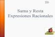 1. Para sumar o restar expresiones racionales€¦ · Suma y resta de expresiones racionales . Para hallar el mínimo común múltiplo (MCM) de dos o más expresiones algebraicas: