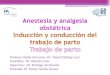 Anestesia y analgesia obstétrica · 2013. 3. 21. · antes del inicio espontáneo del trabajo de parto con o sin rotura de membranas Inducción •Estimulación de las contracciones