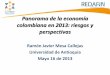 Panorama de la economía colombiana en 2013: riesgos y ... · • La economía colombiana se desacelera, sin embargo, luce relativamente bien si se compara con el contexto internacional