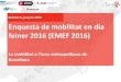 Barcelona Enquesta de mobilitat en dia feiner 2016 (EMEF 2016)...Barcelona 649.342 220.383 58.233 173.027 1.100.986 Resta 1a corona metropolitana 211.488 706.683 71.456 112.179 1.101.807