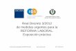 Real Decreto 3/2012 de medidas urgentes para la REFORMA 